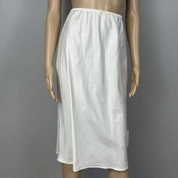 Vintage Vassarette Satin Half Slip Size Small TT Ivory Off White Walking Slit - Picture 2 of 6
